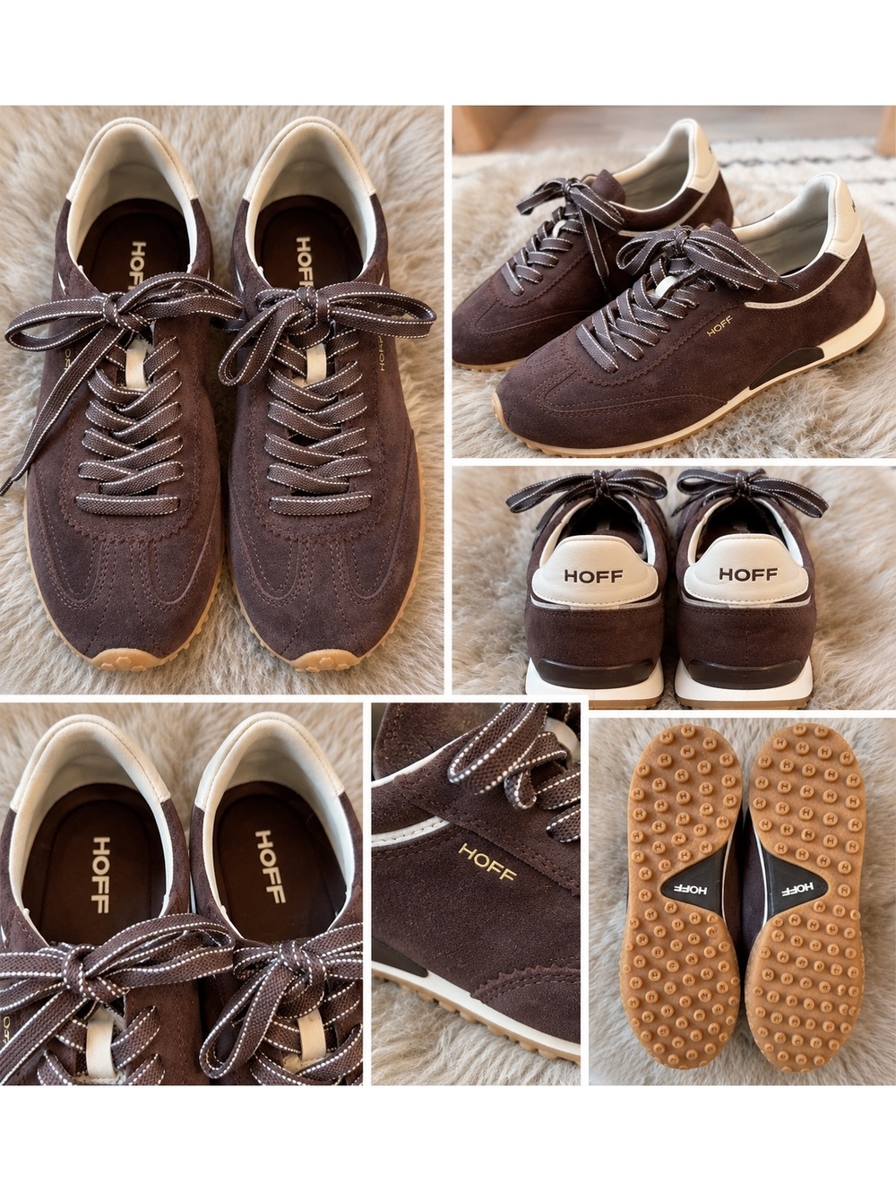 HOFF Women’s Chocolate Brown Suede Sneakers Size 8 Gum Sole